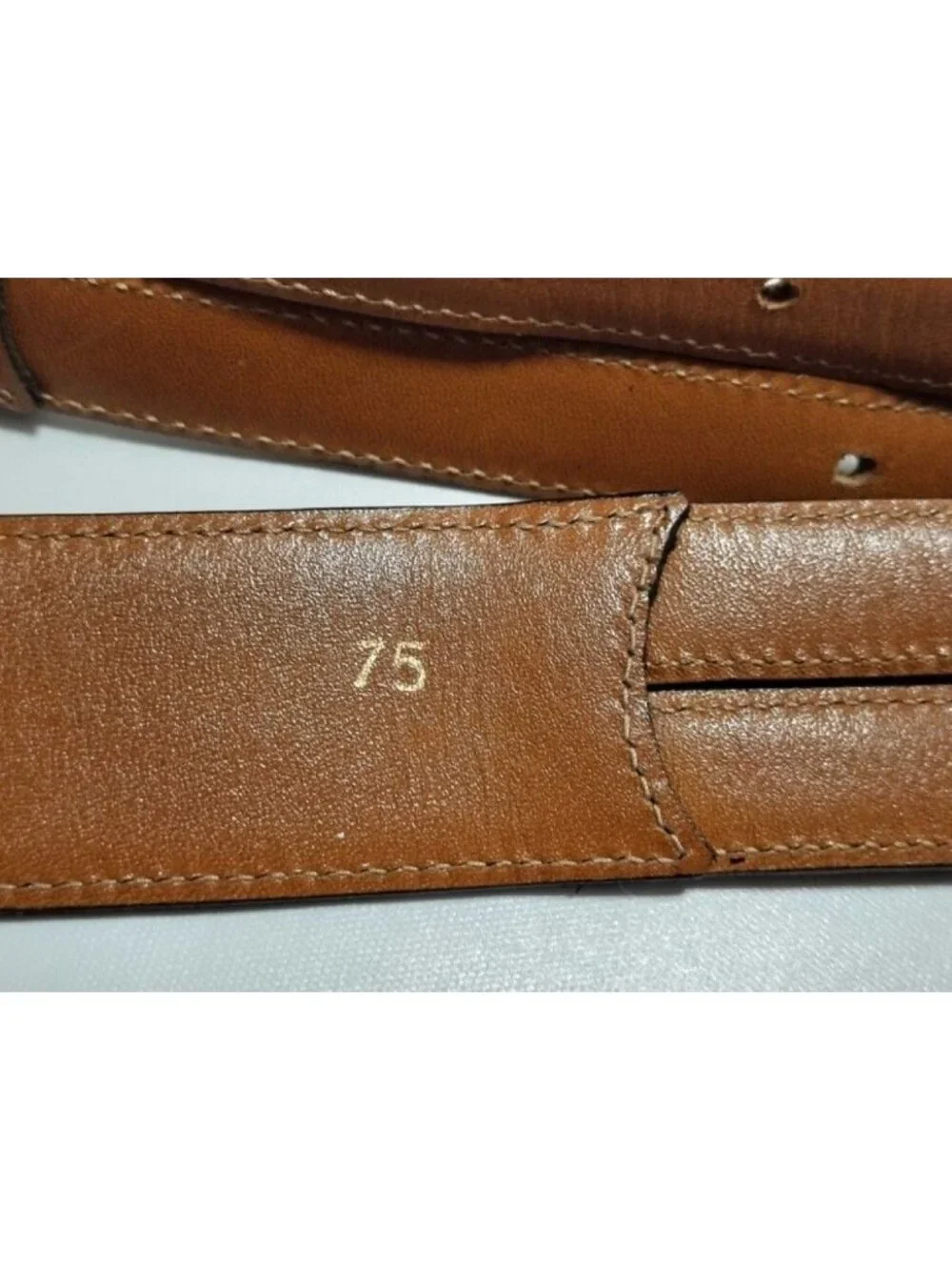 Celine Belt Double Buckle Brown Leather Gold